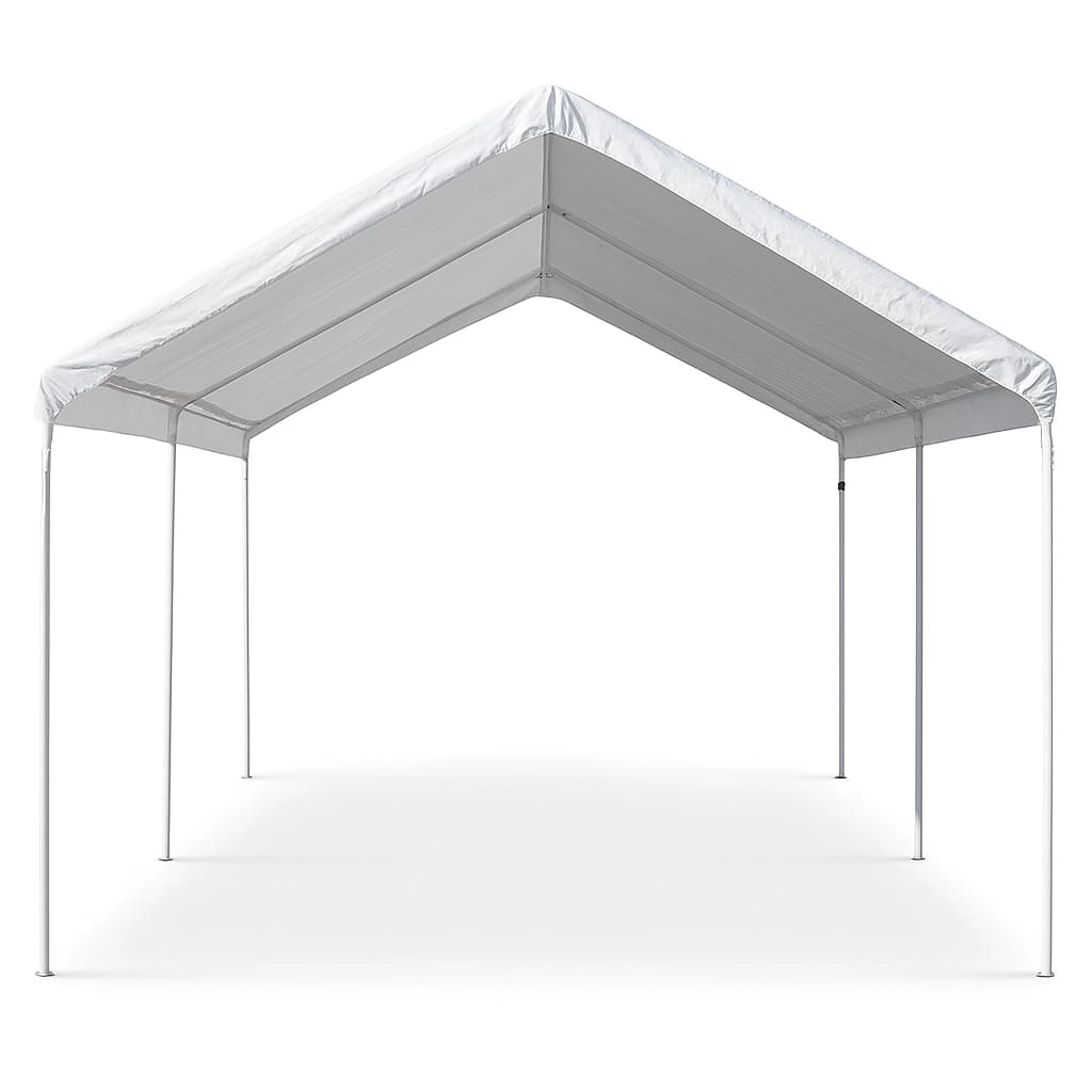 Evening scene under the 10x20 event tent with string lights and seated guests enjoying dinner.