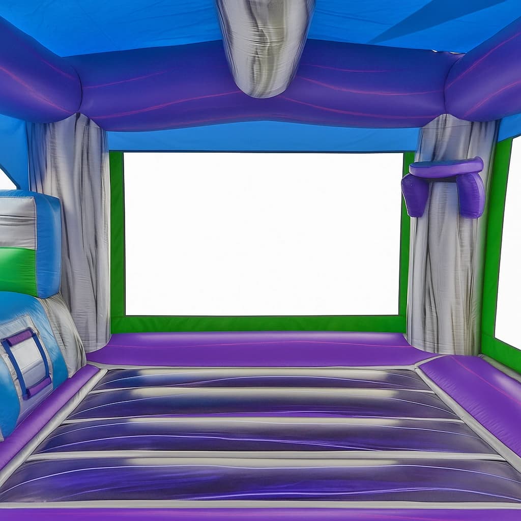 Interior view of the Earth 4-in-1 combo showing open bounce space with wall mesh and cushioned floor.