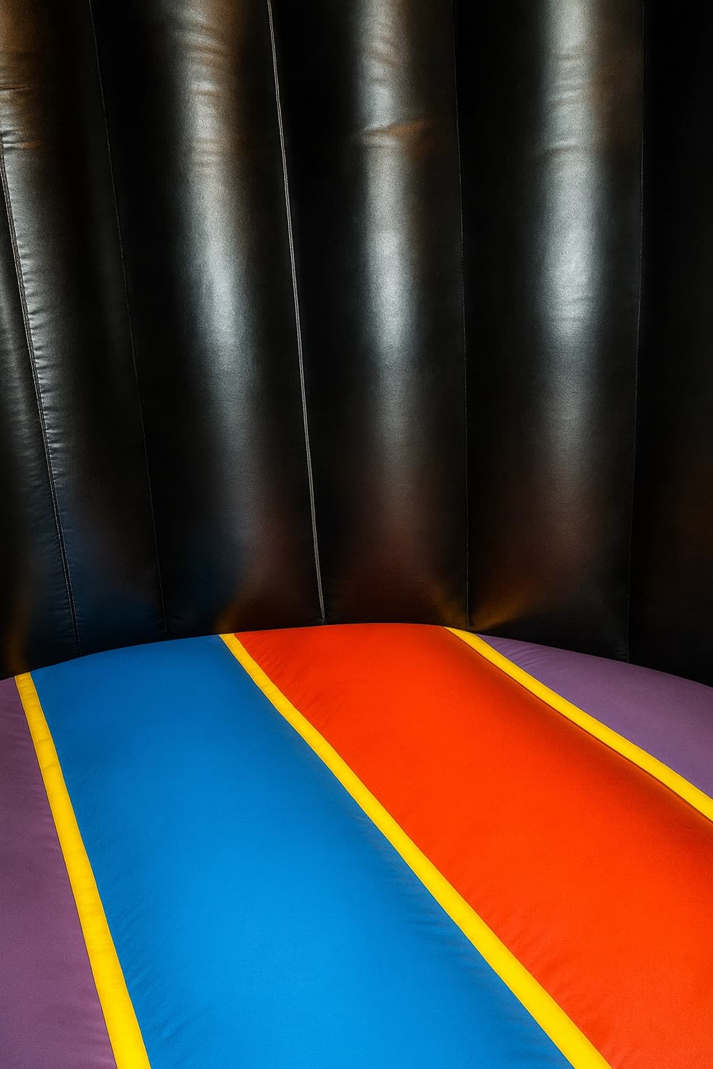 Interior view of the Incredible Dance Party Dome Jumper showing LED lights and dance floor area.