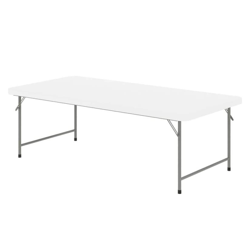 Front hero view of the kids plastic rectangular folding table showing low-height tabletop and legs clearly visible.