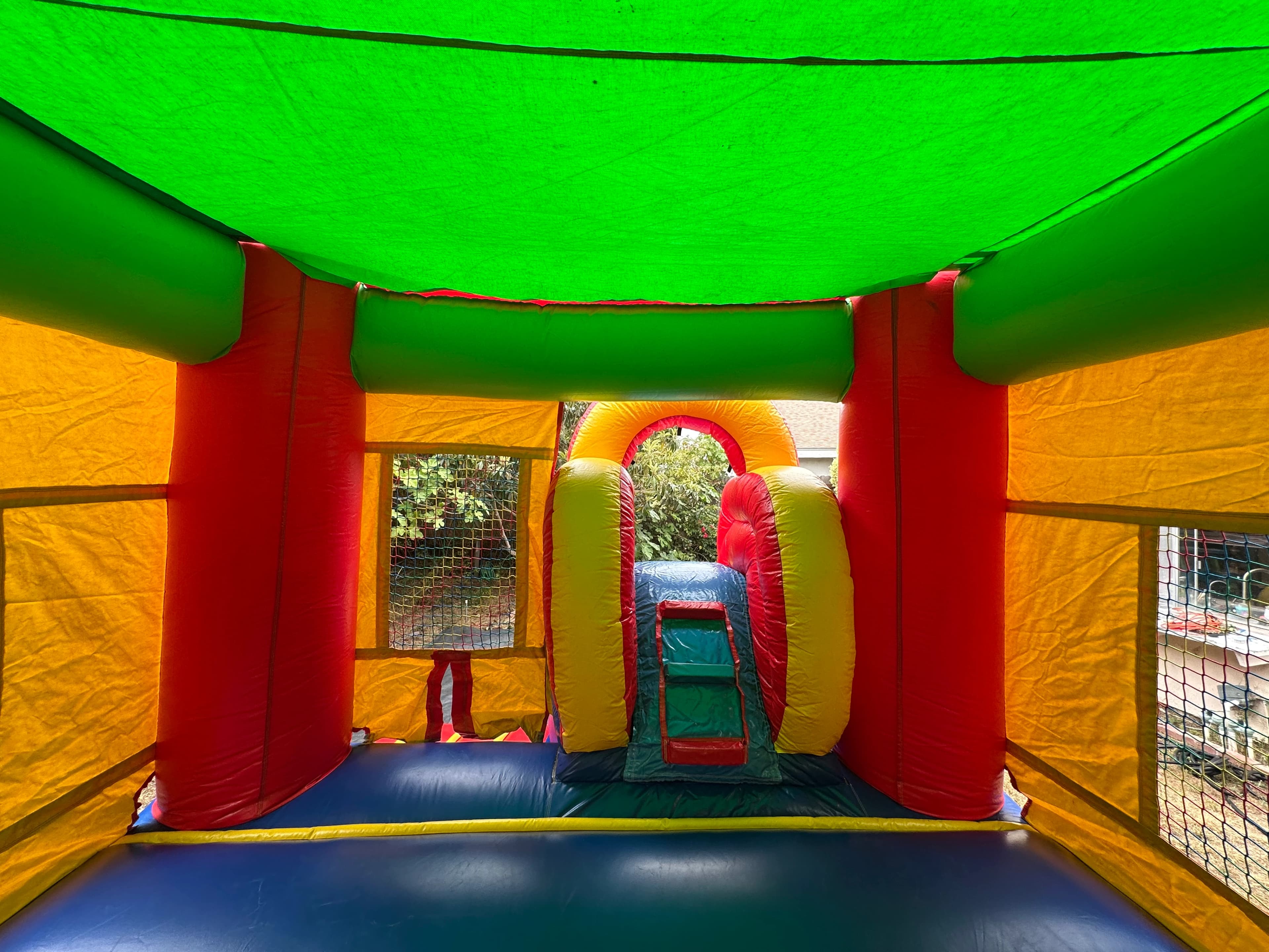 View of the Rainbow Castle Combo secure entry step with castle and rainbow graphics.