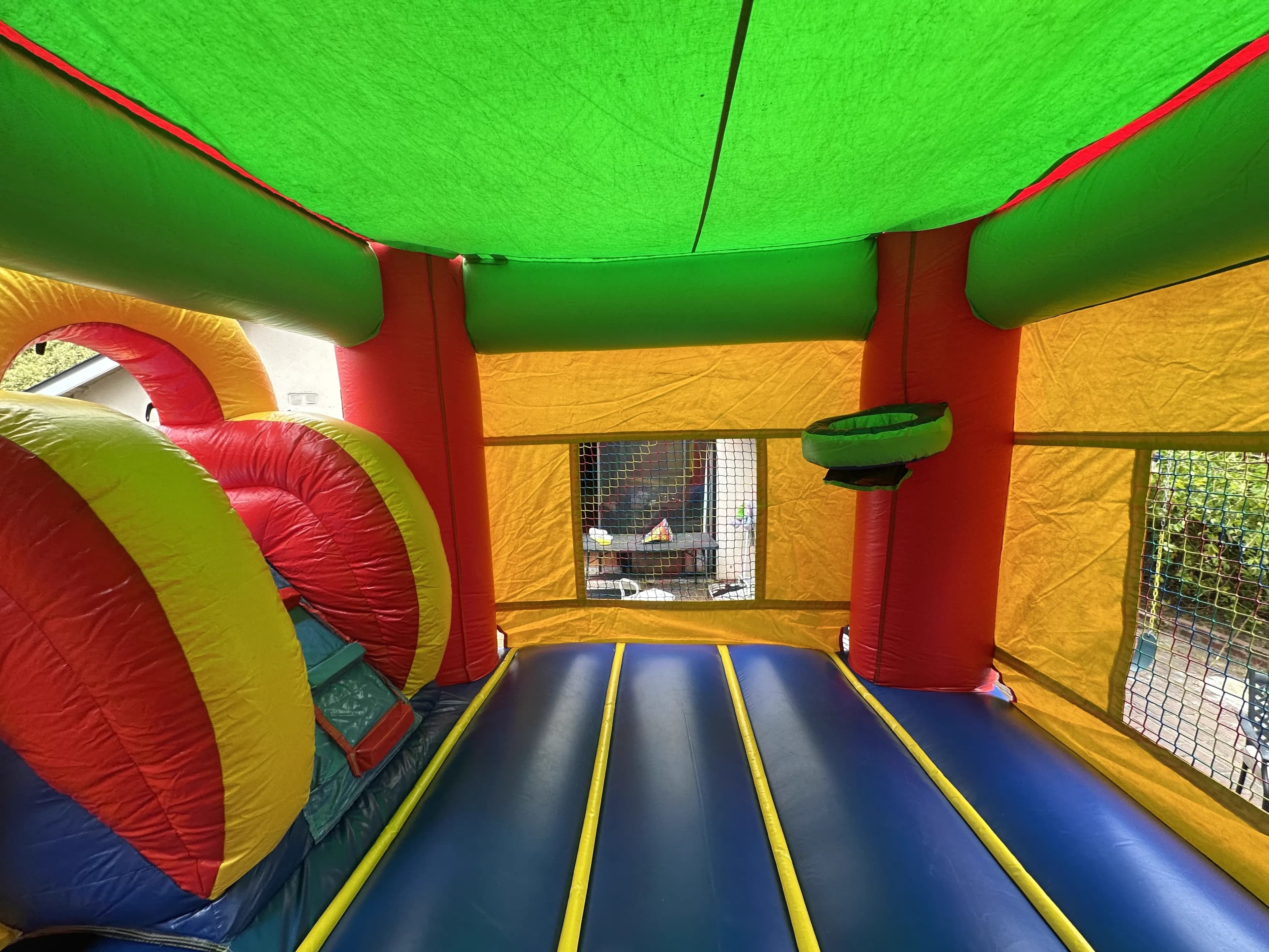interior left angle view of the Rainbow Splash Castle Combo.