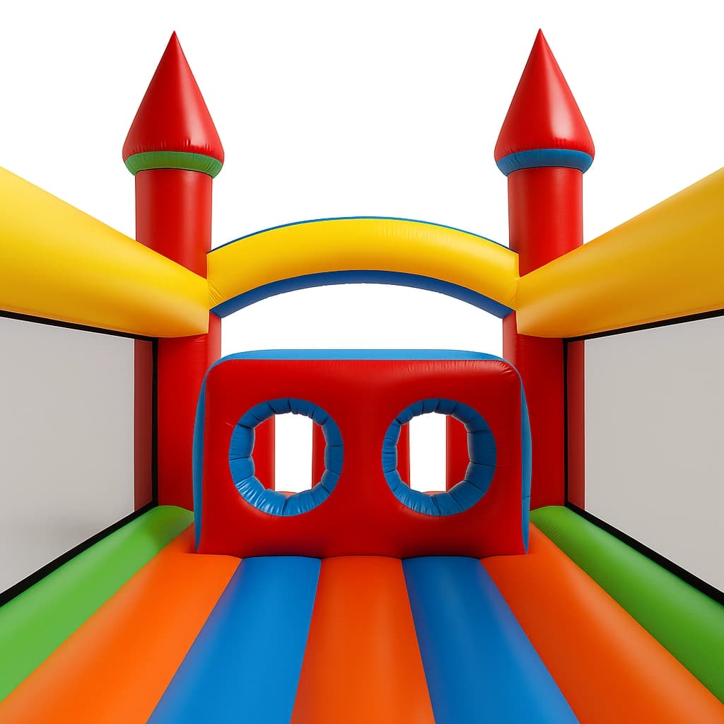 Alternate interior angle of the Rainbow Tunnel Rush showing rear tunnel exits and cushioned landing lanes.