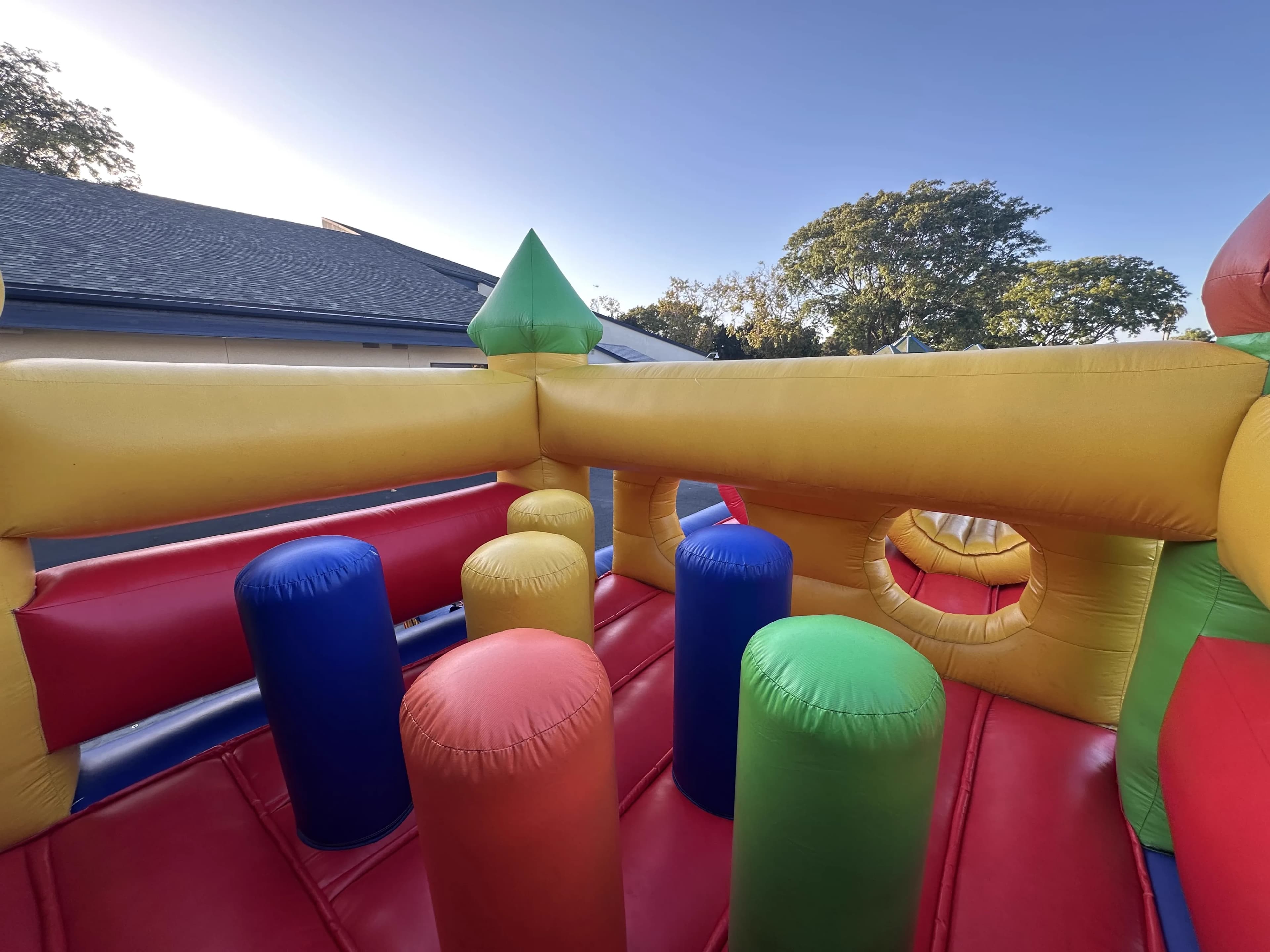 Alternate interior view of the Super 6 in 2 Fun Run Obstacle Combo showing another section of the obstacle course layout.