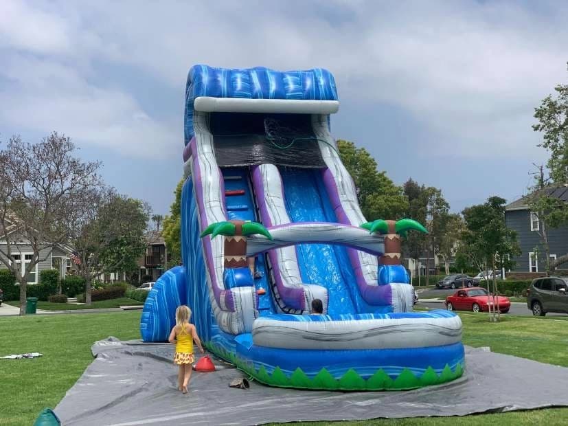 Front hero view of the Tropical Surge Water Slide showing main features and design.